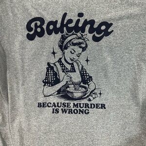 Gray Graphic T-Shirt with Baking Design
